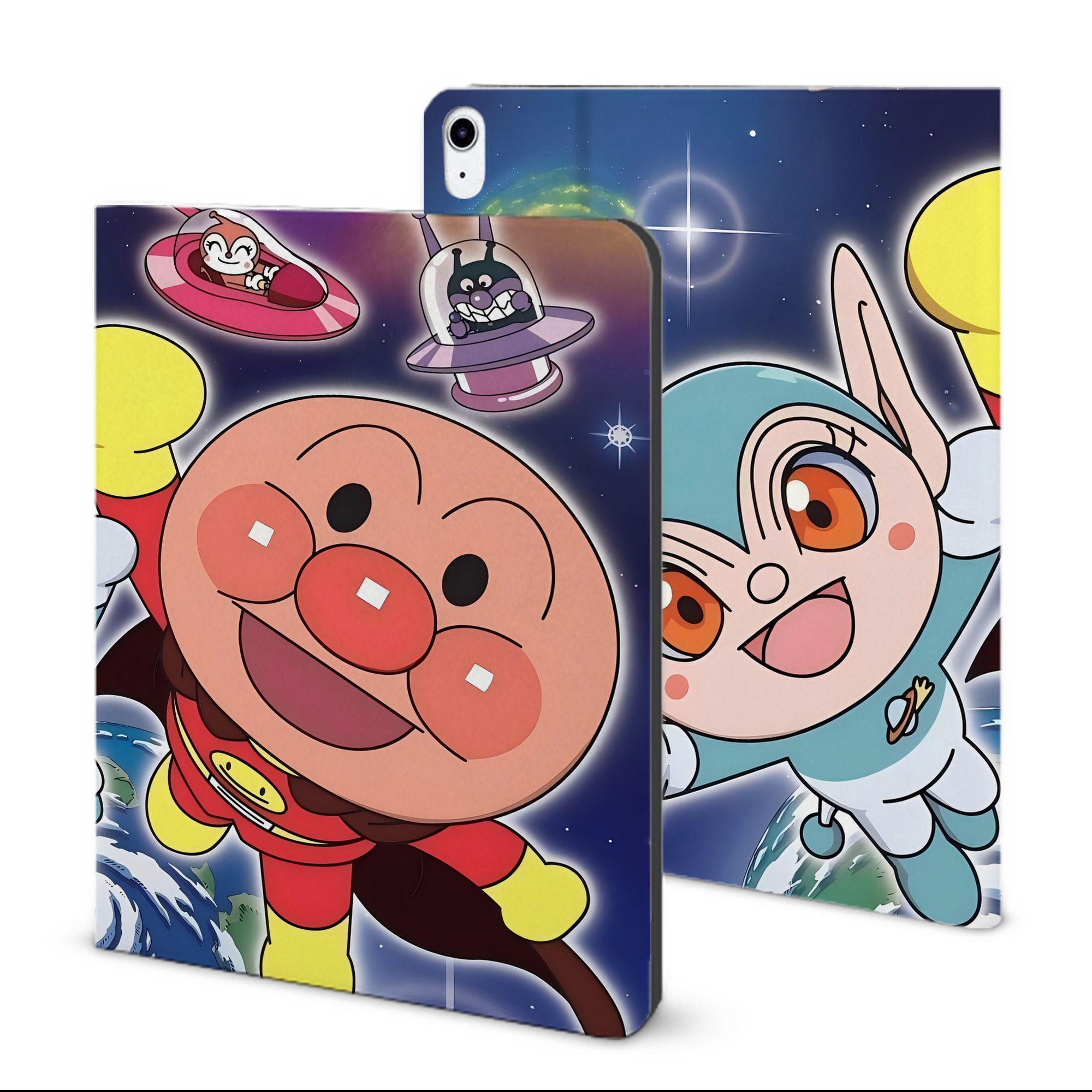 （画像用） アンパンマン Anpanman IPad ケース ブック型 PUレザー TPU 耐衝撃 軽量 薄型 ペン収納なし 全面保護 IPad 各モデル対応